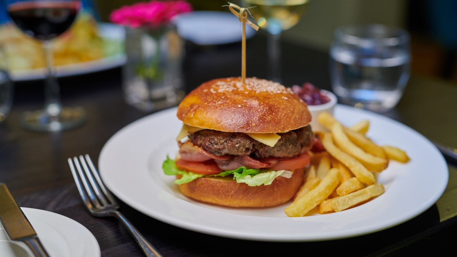 Burger and Chips at the County Hotel, Chelmsford, Essex